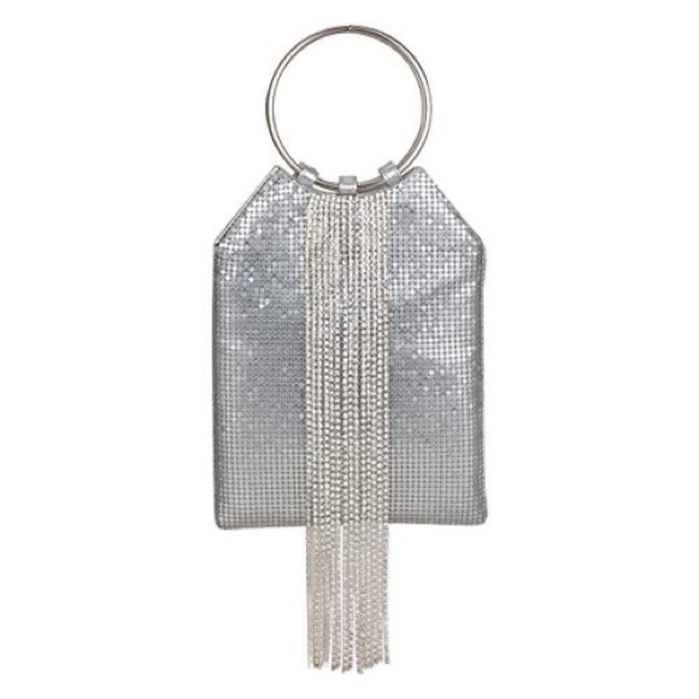 NEW Charming Charlie 90s Y2K Fringe Ring Handle Glitz Hand Bag